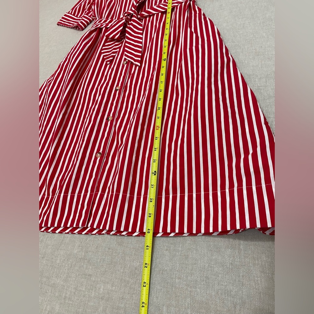 Anthropologie Maeve Kiana Red & White Striped Midi Dress Sz S Button Front - Picture 13 of 15